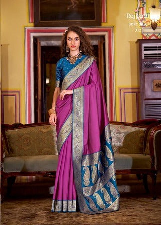 Rajpath Legender Contrast Border Purple Color 3012 Party Wear Saree