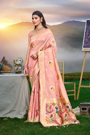 Bunawat Kalista Heavy Assam Silk 1002 Pink Color Festival Wear Saree