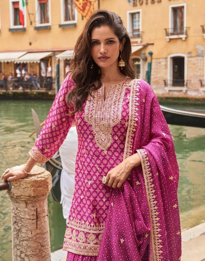 Sayuri Meena Chinon Silk Pink Color Salwar Suits Collection