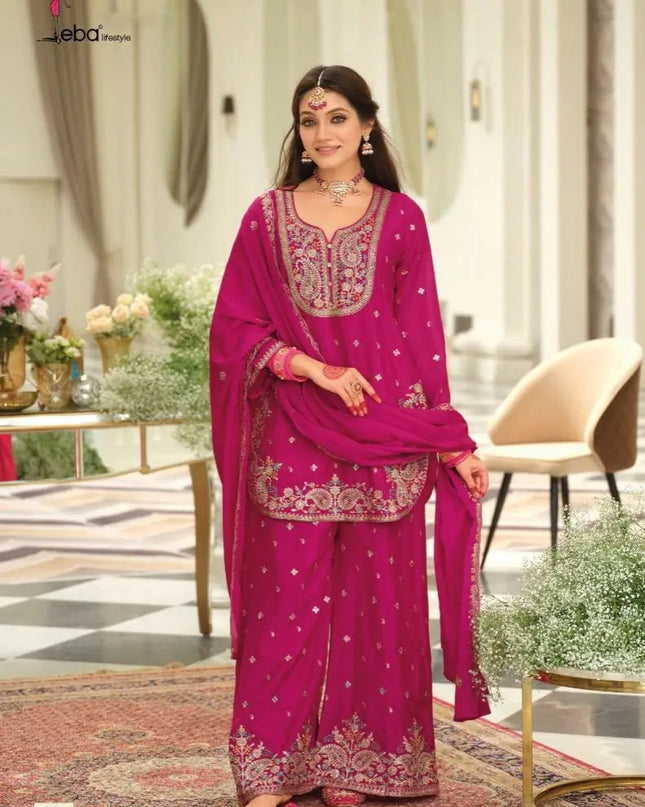 Eba Saaj Chinon Sharara Suit Embroidery Collection 2025