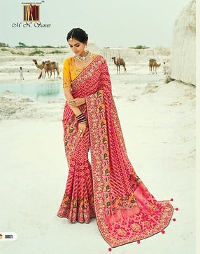 MN Shahi Poshak Vol 4 Hand Work Border 8001 Wedding Wear Saree