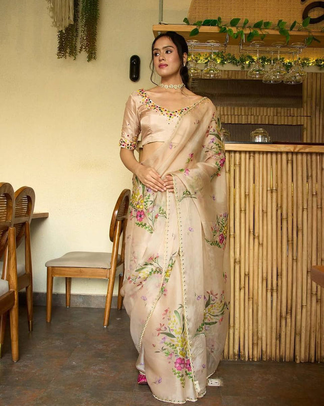 SS257 Soft Tabby Silk Ready to Wear Saree Hand Made Party Wear Collection