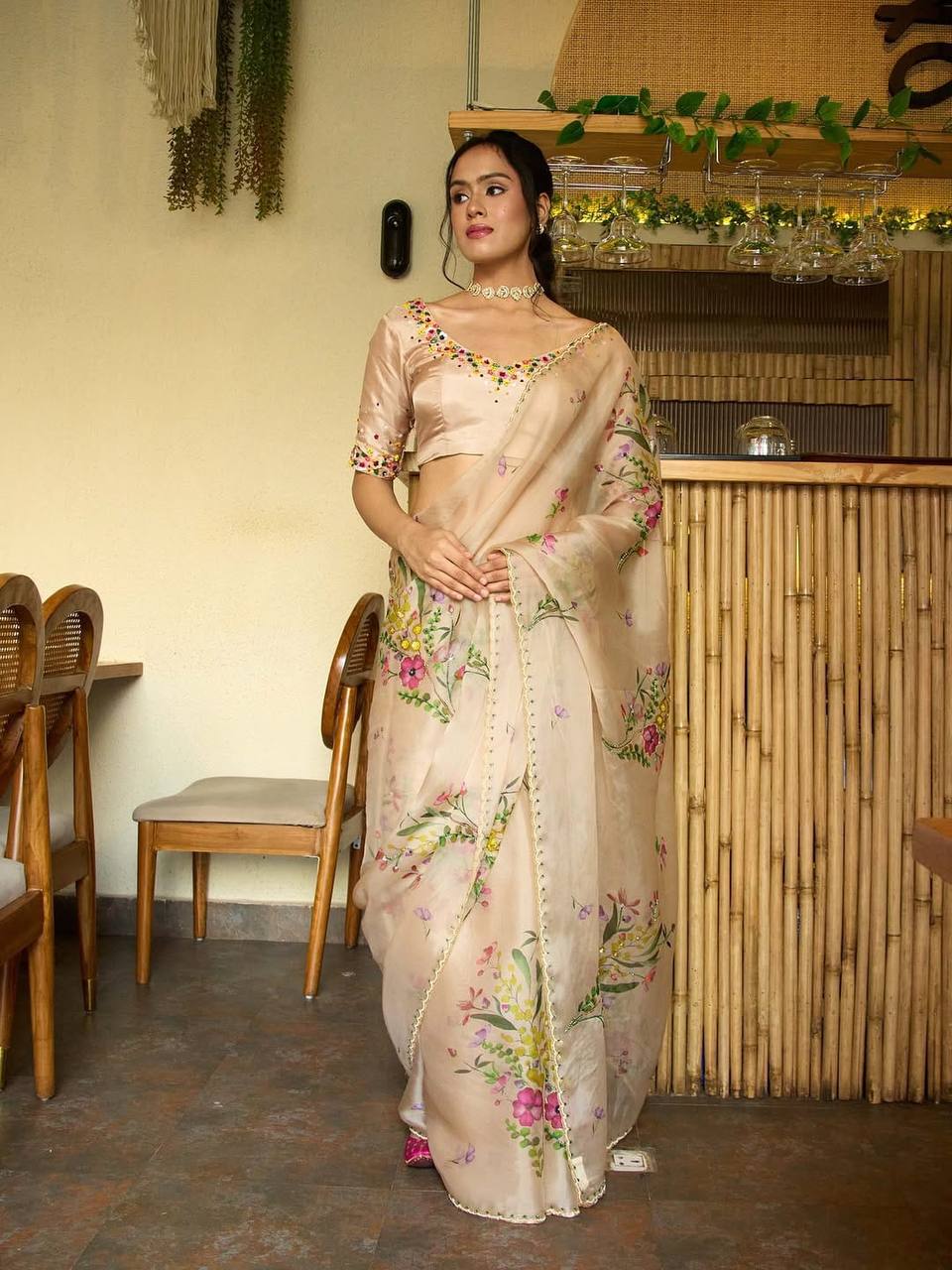 SS257 Soft Tabby Silk Ready to Wear Saree Hand Made Party Wear Collection