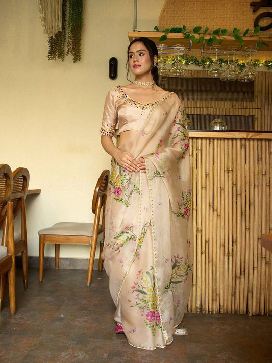 SS257 Soft Tabby Silk Ready to Wear Saree Hand Made Party Wear Collection