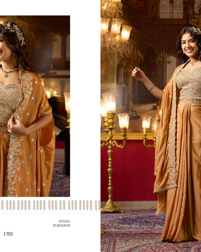 Navi SANIKA RAAG Chinon Silk Shrug Style Designer Dress