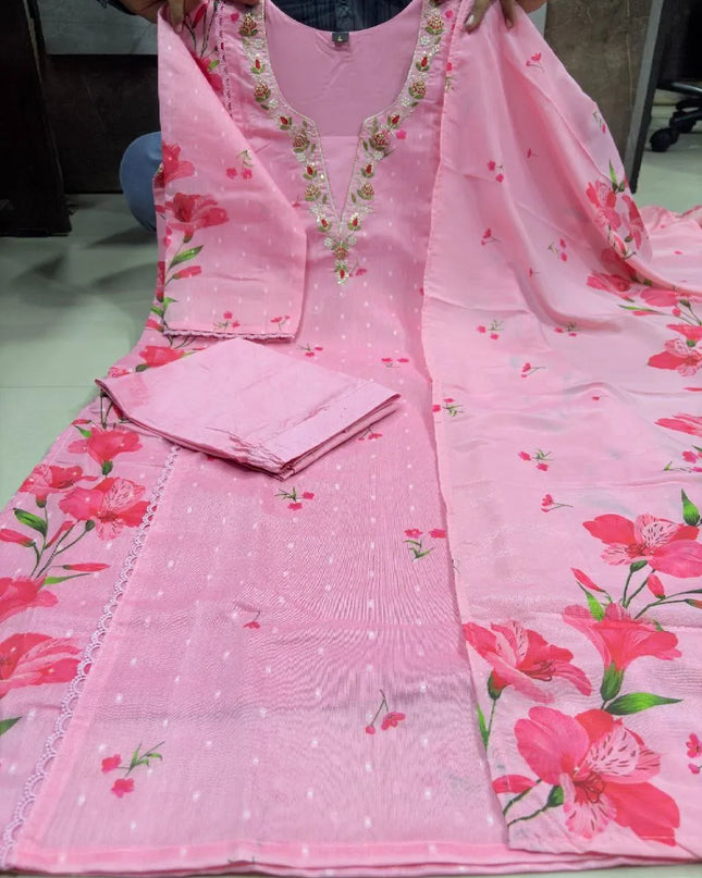 ATQ Vol 37 Chanderi Silk Printed Readymade Dress