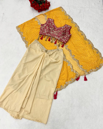 BDB 48 Crepe Silk Sequins Embroidery Indo Western Wear