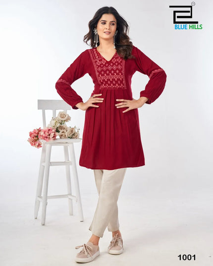 Blue Hills Manu Bhaker Rayon Western Short Top