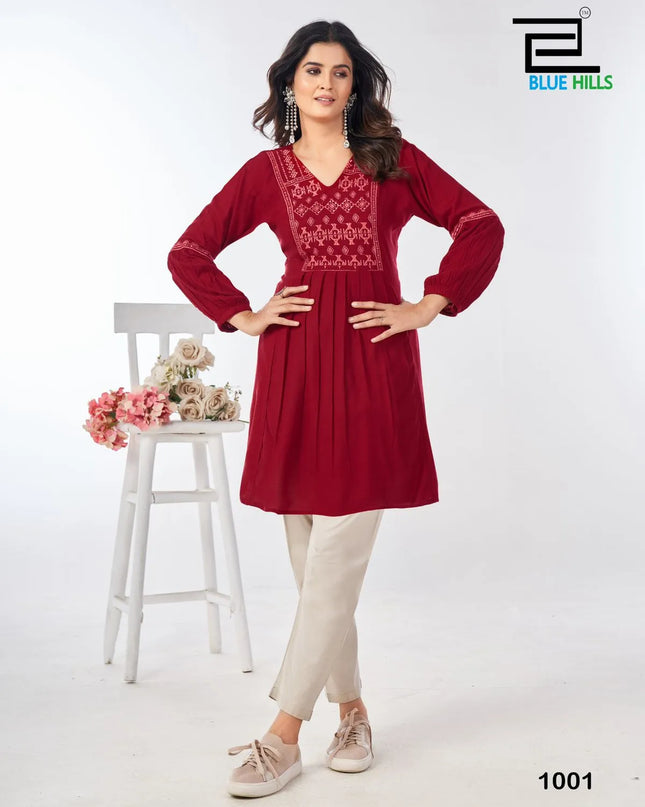 Blue Hills Manu Bhaker Rayon Western Short Top