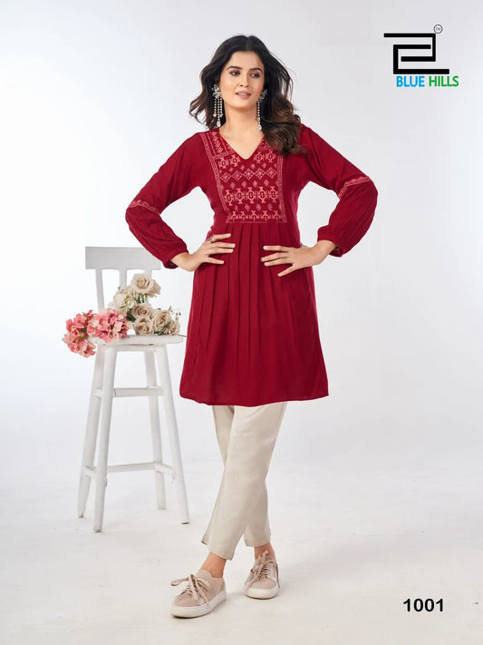 Blue Hills Manu Bhaker Rayon Western Short Top