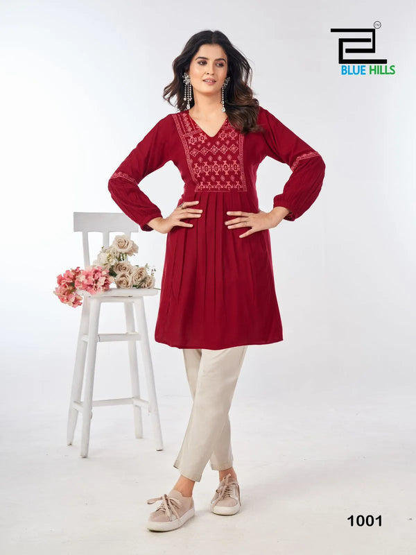 Blue Hills Manu Bhaker Rayon Western Short Top