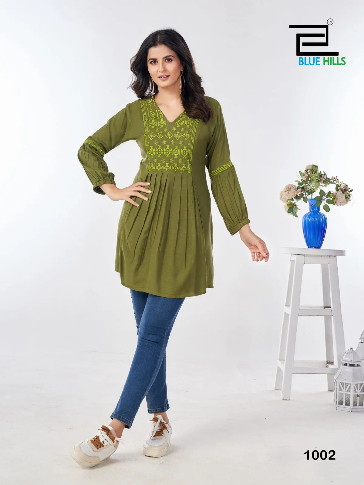 Blue Hills Manu Bhaker Rayon Short Kurti Design