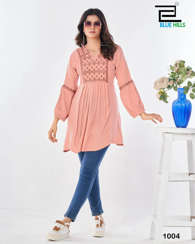 Blue Hills Manu Bhaker Rayon Short Western Top Kurti
