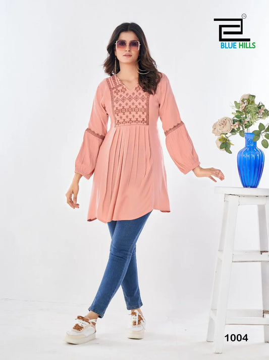 Blue Hills Manu Bhaker Rayon Short Western Top Kurti