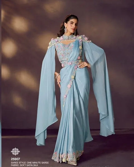 Celeste 25907 Two Tone Satin Silk Party Wear Ready To Wear Saree