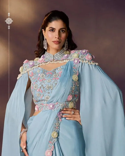 Celeste 25907 Two Tone Satin Silk Party Wear Ready To Wear Saree