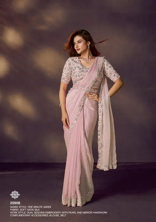 Celeste 25908 Two Tone Satin Silk Ready To Wear Saree
