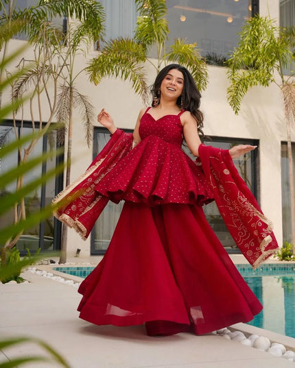 Deepika 5864 Tabby Organza Mukesh Work Readymade Dress