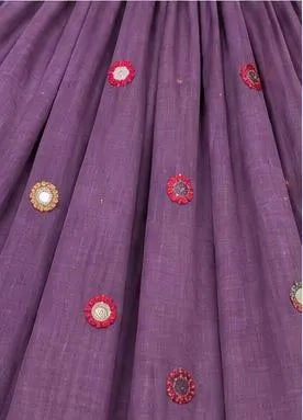 Purple Cotton Lehenga Choli with Magenta Dupatta