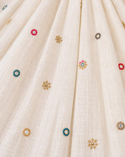 Ivory Cotton Lehenga Choli with Georgette Dupatta