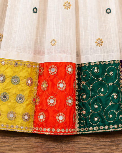Ivory Cotton Lehenga Choli with Georgette Dupatta