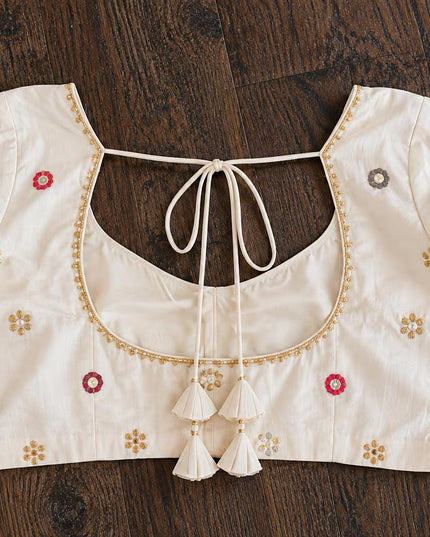 Ivory Cotton Lehenga Choli with Georgette Dupatta