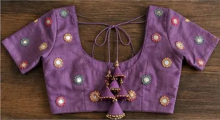 Purple Cotton Lehenga Choli with Magenta Dupatta