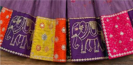 Purple Cotton Lehenga Choli with Magenta Dupatta