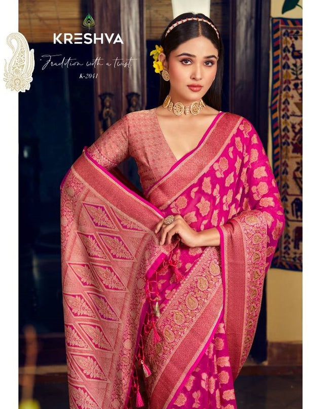 Kreshva Moksha 2041 Twp Georgette Saree Festival Collection