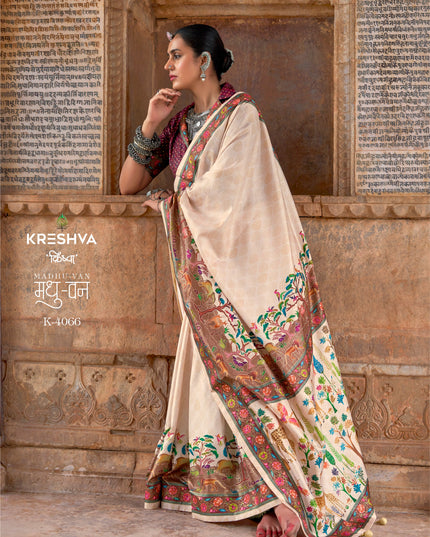 Krehsva Madhuvan P.V Silk Glory Babypink Color Finish Festival Saree 2025