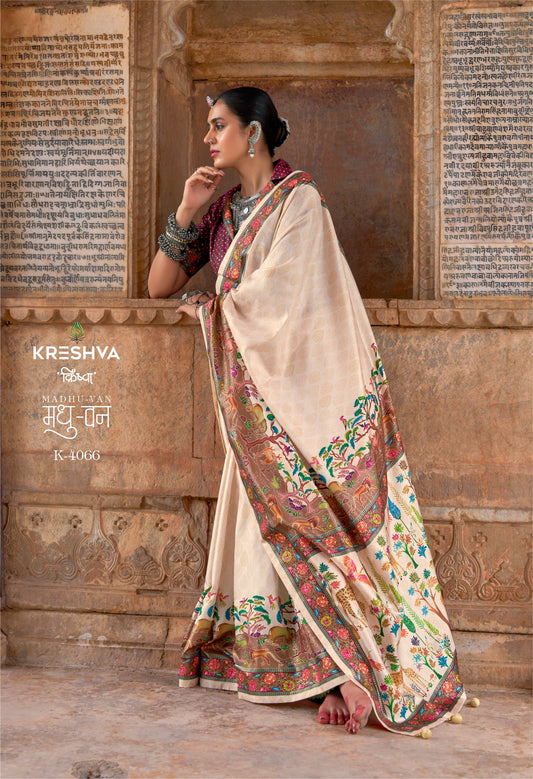 Krehsva Madhuvan P.V Silk Glory Babypink Color Finish Festival Saree 2025