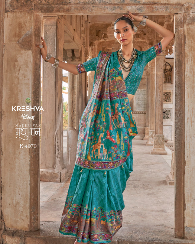 Krehsva Madhuvan P.V Silk Glory Finish Festival Wear Saree Collection