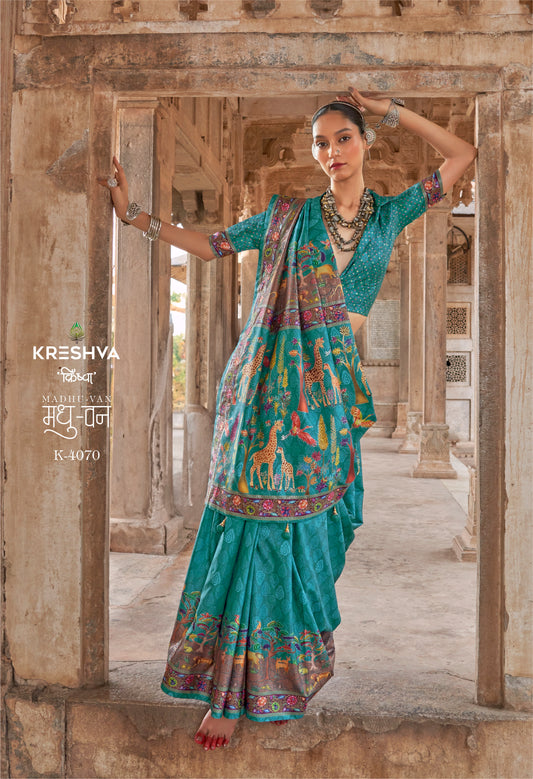 Krehsva Madhuvan P.V Silk Glory Finish Festival Wear Saree Collection