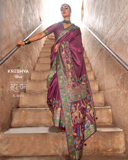 Krehsva Madhuvan P.V Silk  Glory Finish Festival Wear Saree