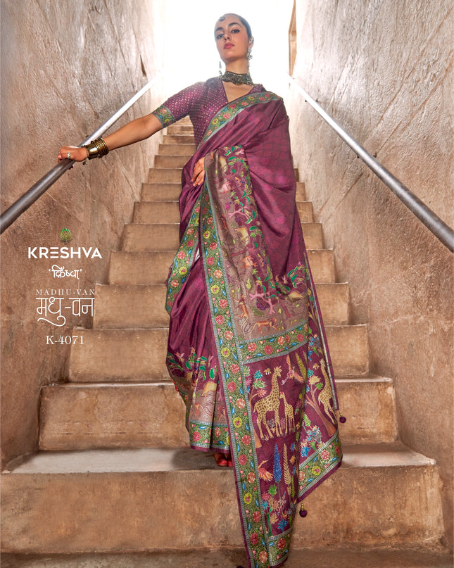 Krehsva Madhuvan P.V Silk  Glory Finish Festival Wear Saree