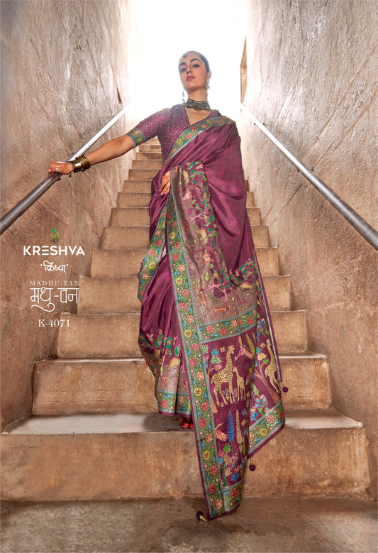 Krehsva Madhuvan P.V Silk  Glory Finish Festival Wear Saree