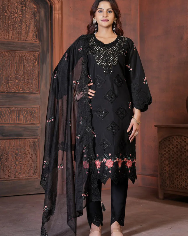 Lila 130 Viscose Roman Embroidery Readymade Dress