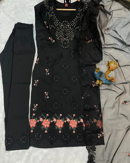 Lila 130 Viscose Roman Embroidery Readymade Dress