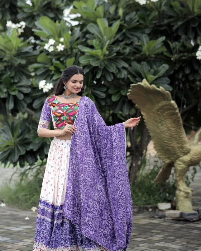 Mohini 7073 Printed White Color Lehenga Choli