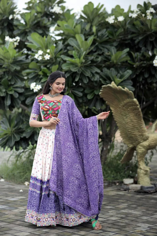 Mohini 7073 Printed White Color Lehenga Choli