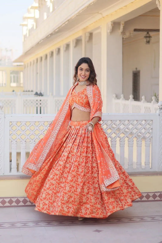Mohini 7081 Heavy Embroidered Jecquard Lehenga Choli