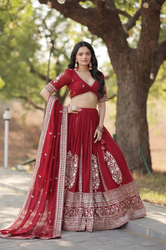 Mohini 7114 Georgette Red Color Lehenga Choli With Embroidery Work
