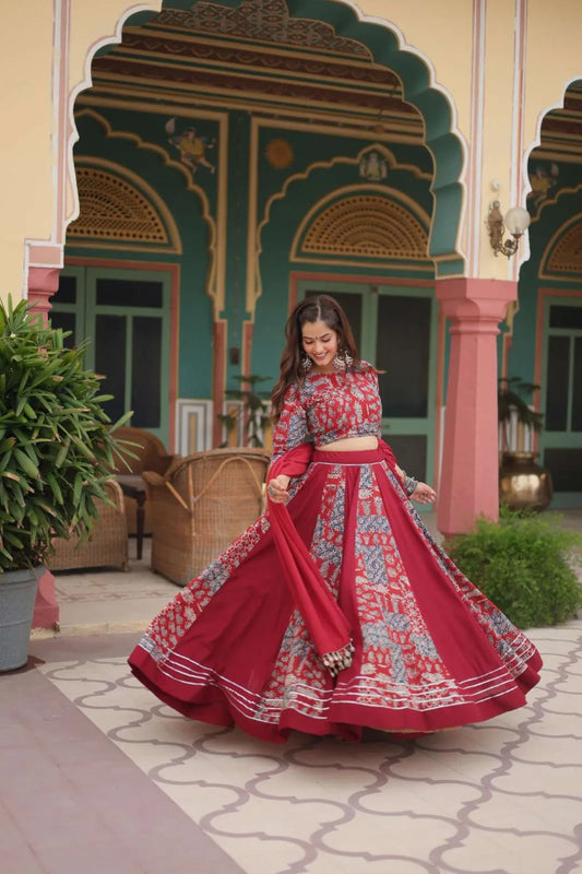 Mohini 7123 Maroon Color Navratri Readymade Printed Rayon Lehenga Choli Set