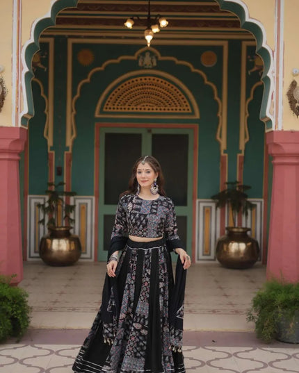 Mohini 7123 Black Color Navratri Readymade Printed Rayon Lehenga Choli Set