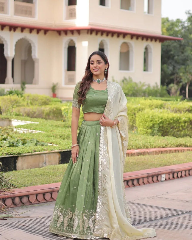 Mohini 7150 Emerald Color Gold Crush Sequins Work Lehenga Choli