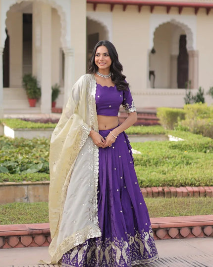 Mohini 7150 Purple Gold Crush Sequins Work Lehenga Choli Collection