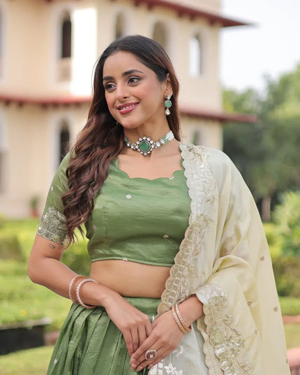 Mohini 7150 Emerald Color Gold Crush Sequins Work Lehenga Choli
