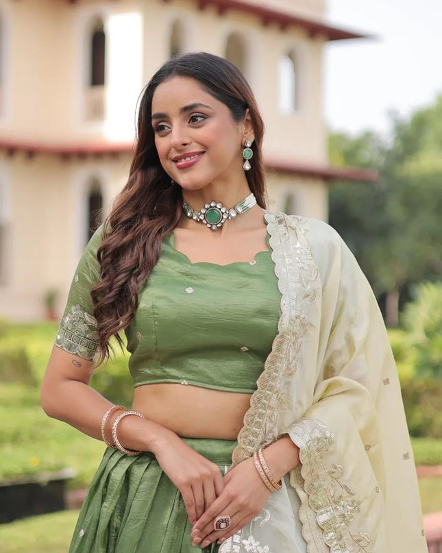 Mohini 7150 Emerald Color Gold Crush Sequins Work Lehenga Choli