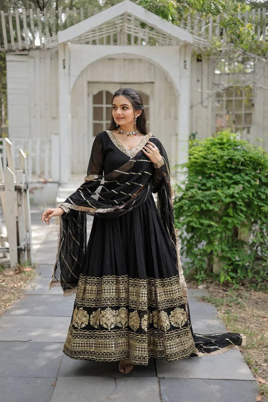 Mohini 9150 Black Color Readymade Gown with Dupatta