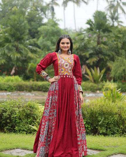 Mohini 9200 Red Color Rayon Gown Navratri Collections 2024